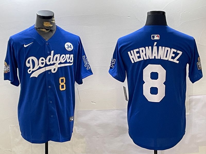 Men Los Angeles Dodgers #8 Hernandez Blue Game 2024 Nike MLB Jersey style 11203->los angeles dodgers->MLB Jersey